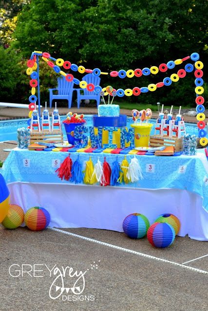 Pool Party Decor With A Decorative Food Stall