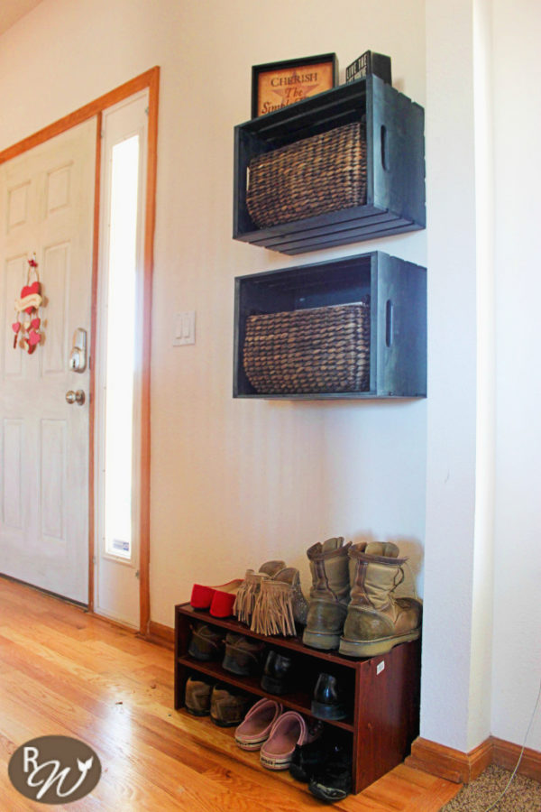Small Mudroom Storage With Mounted Diy Crate Cabinets