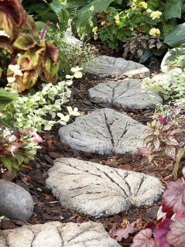 Concrete Leaves Stepping Stone Path