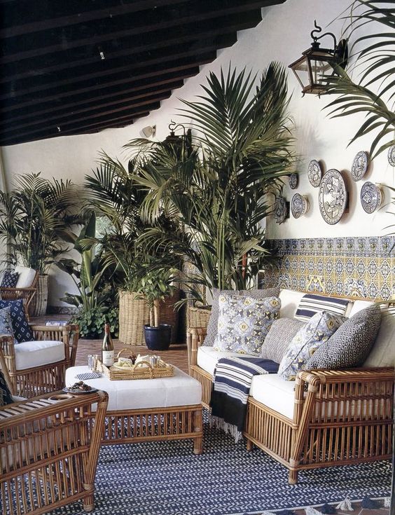 Rattan Furniture In A Tropical Living Room