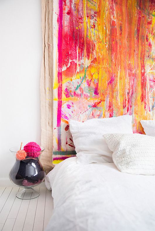 Abstract Canvas Painting As Headboard