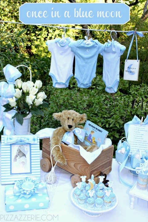 Blue Table Decor For A Baby Shower