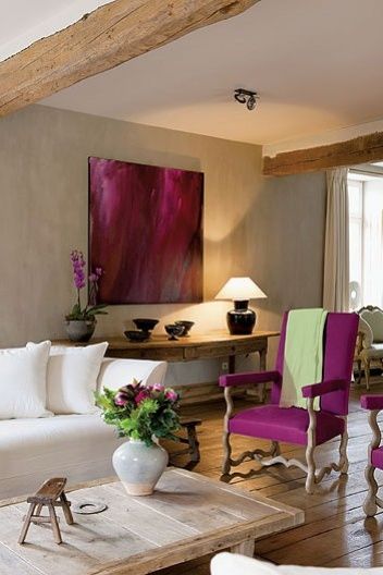 Magenta Wall Art In A Living Room