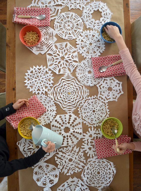 DIY Paper Cut Snowflakes Table runner
