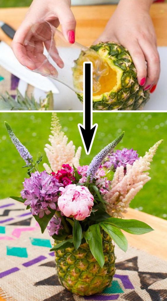Diy Pineapple Vase Wedding Idea