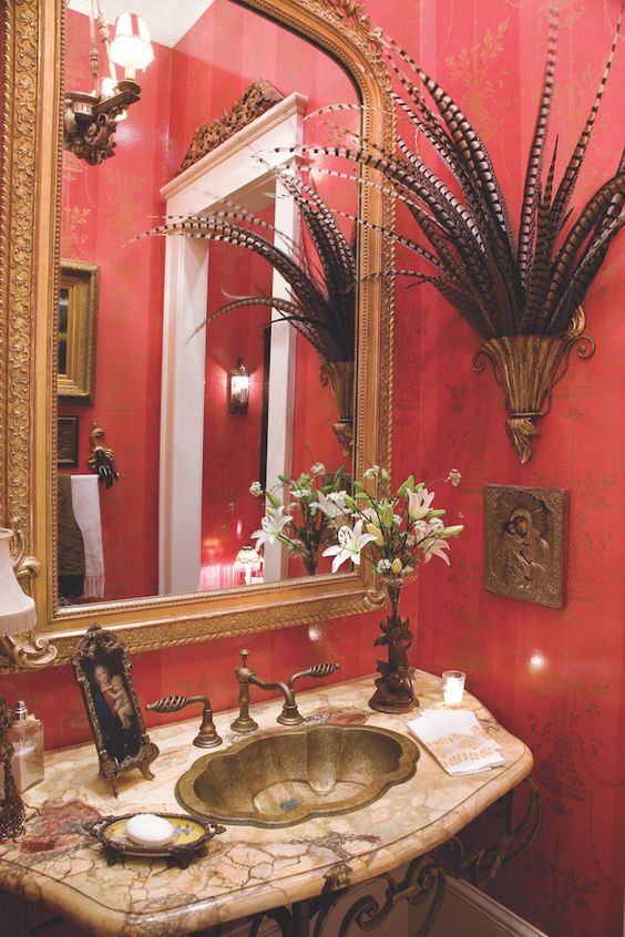 Chic Red Bathroom