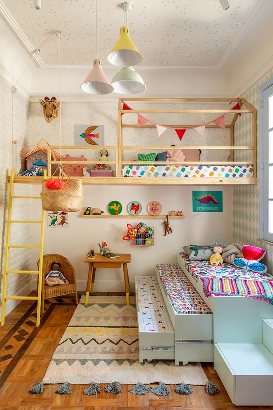 Colorful Children's Room With A Bunk Bed