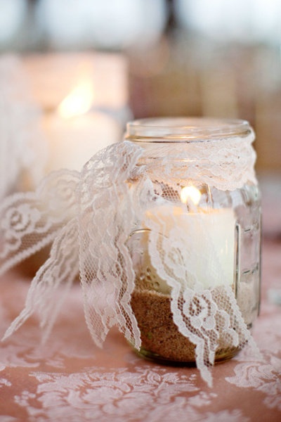 Jar Decoration Ideas With Lace