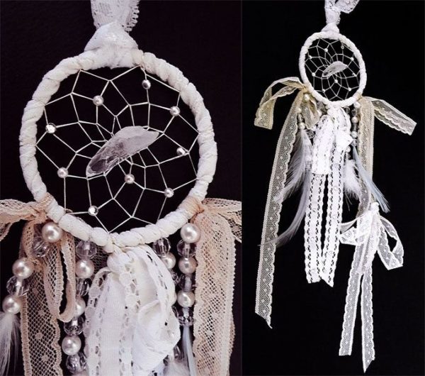 Lace and pearls dream catcher