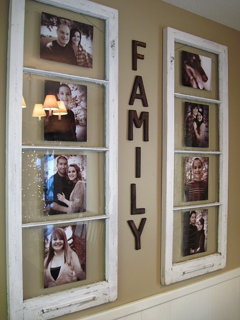 Old Window As Family Photo Display