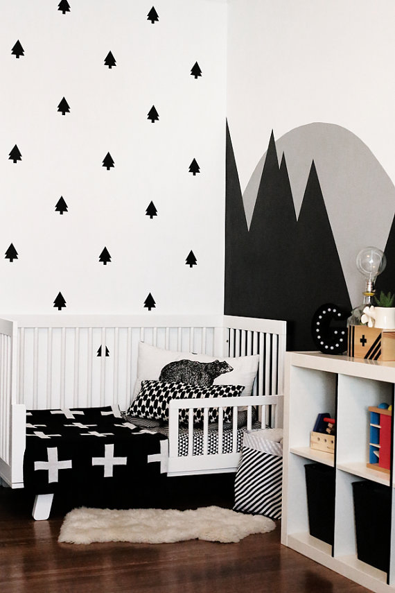Pine Trees Wall Decal In A Nursery