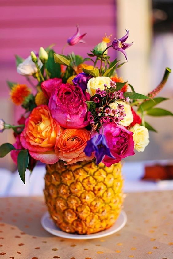 Pineapple As A Vase Centerpiece Idea