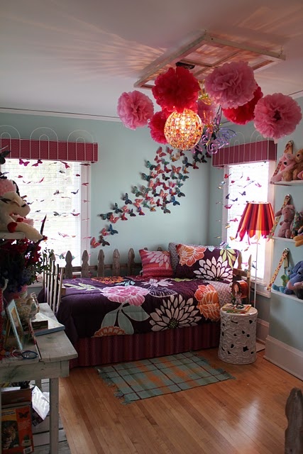 Vibrant Bedroom Decor With Jumbo Pom Poms And Bright Accents