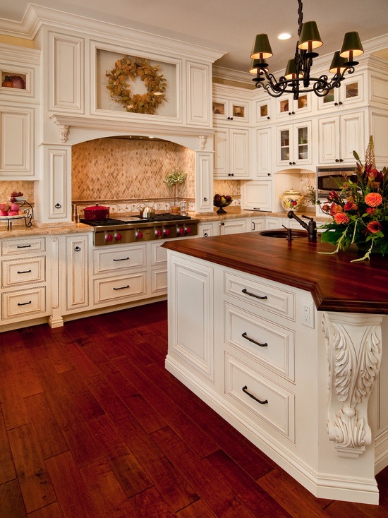 Wooden Countertops In A White Kitchen