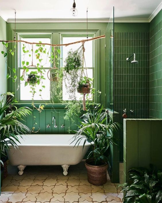 green jungalow bathroom