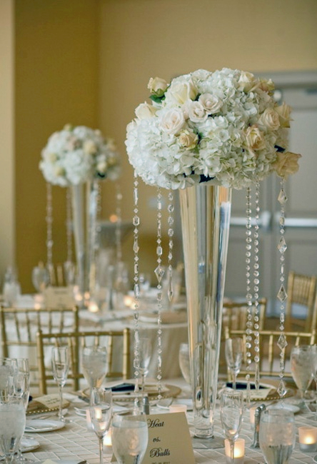 Peonies and crystals centerpiece